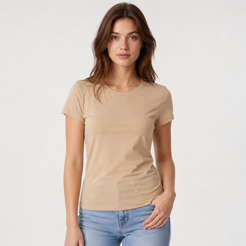 Blusa Básica Suave Casual Para Mujer Apx-0213 Beige Marca Aspik®