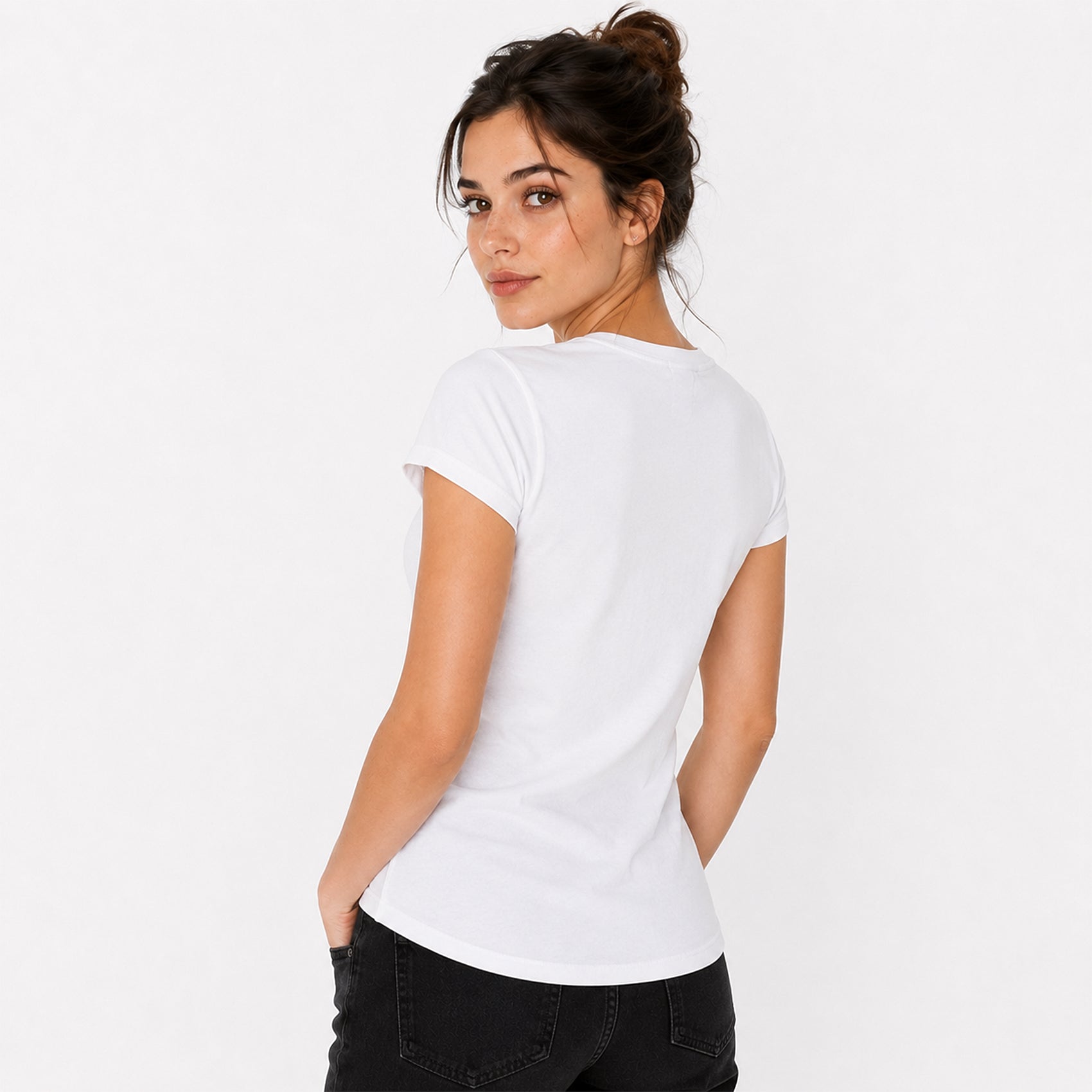 Blusa Básica Suave Casual Para Mujer Apx-0213 Blanco Marca Aspik®