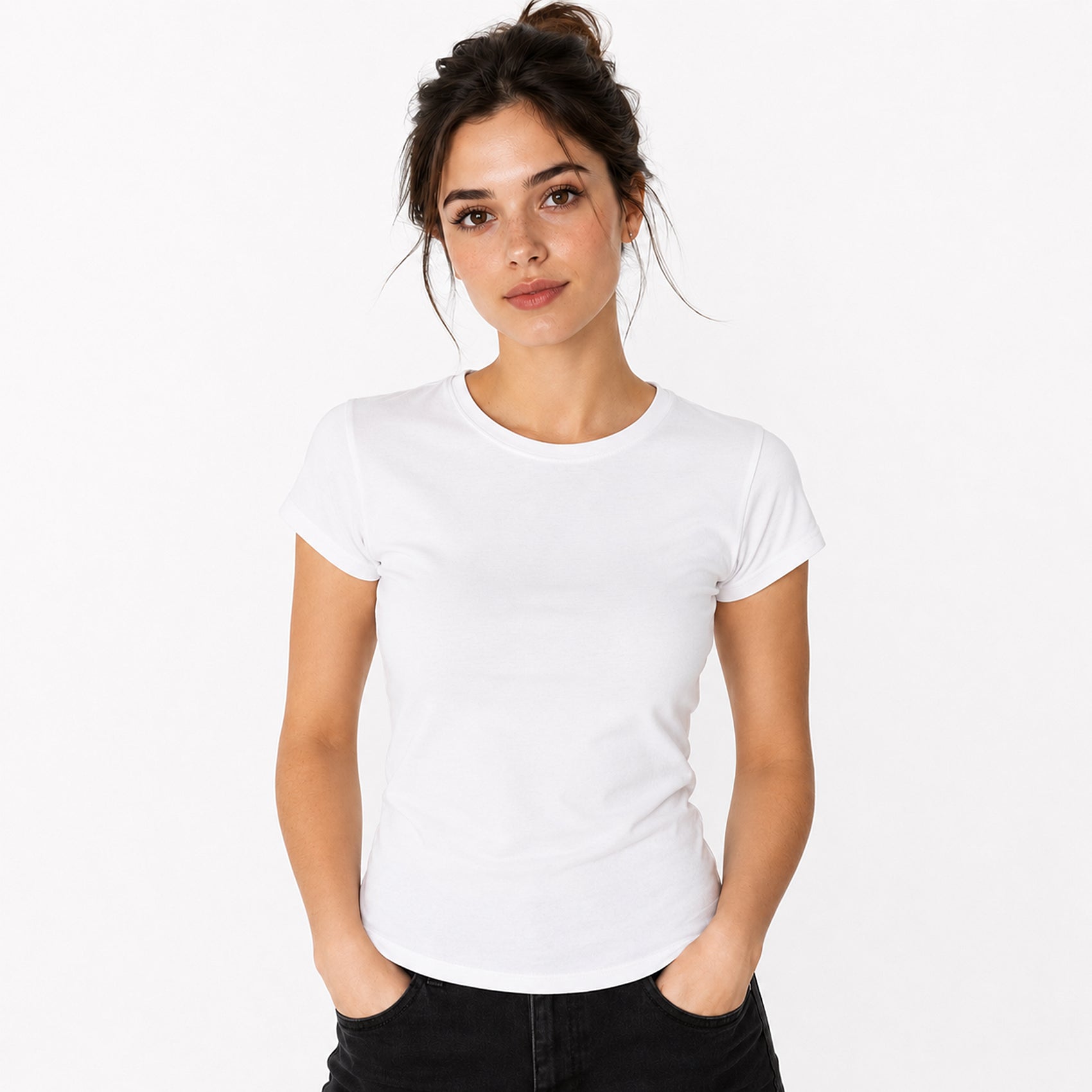 Blusa Básica Suave Casual Para Mujer Apx-0213 Blanco Marca Aspik®