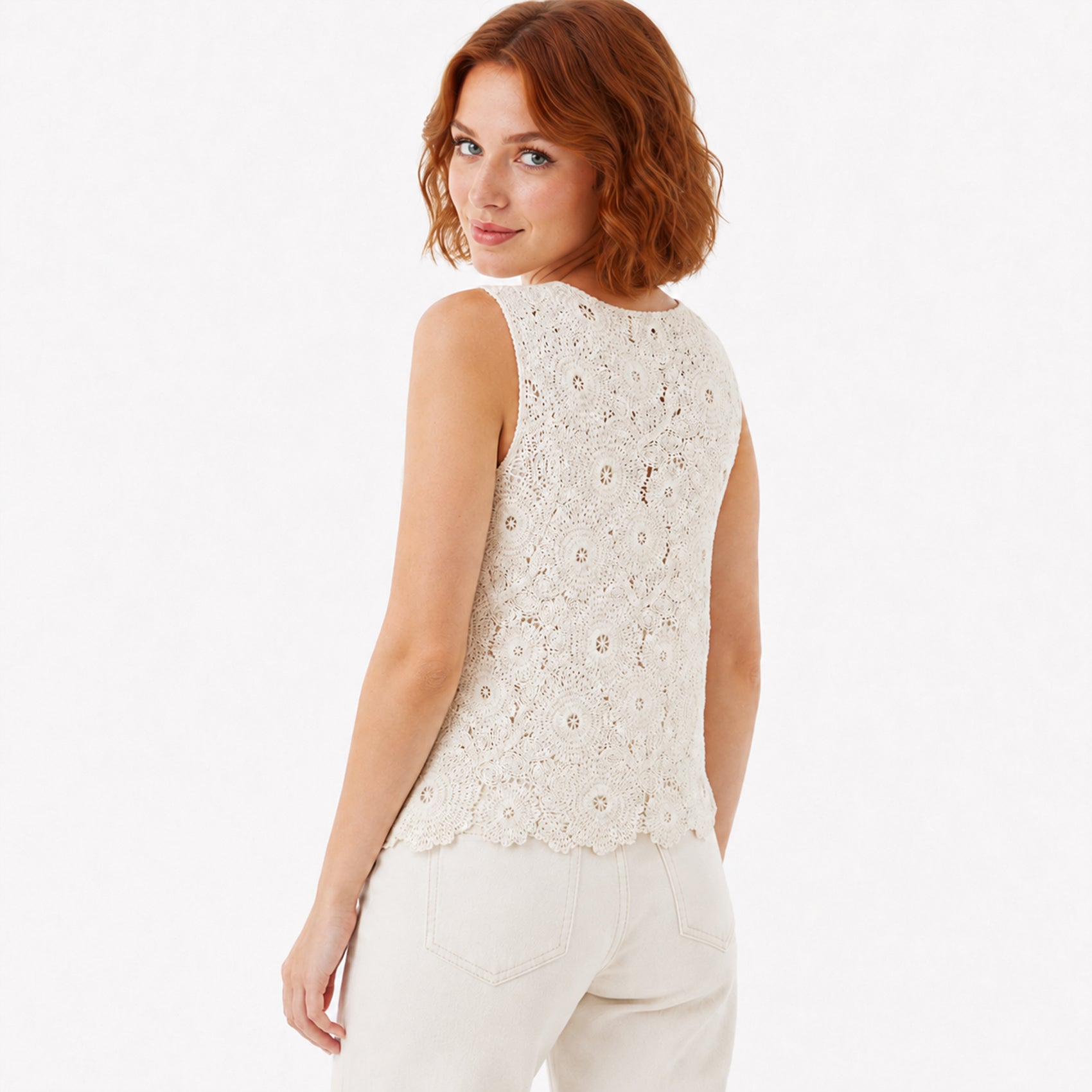 Blusa Tipo Crochet Para Mujer Mod. Bt00818 Marca Ferriano®