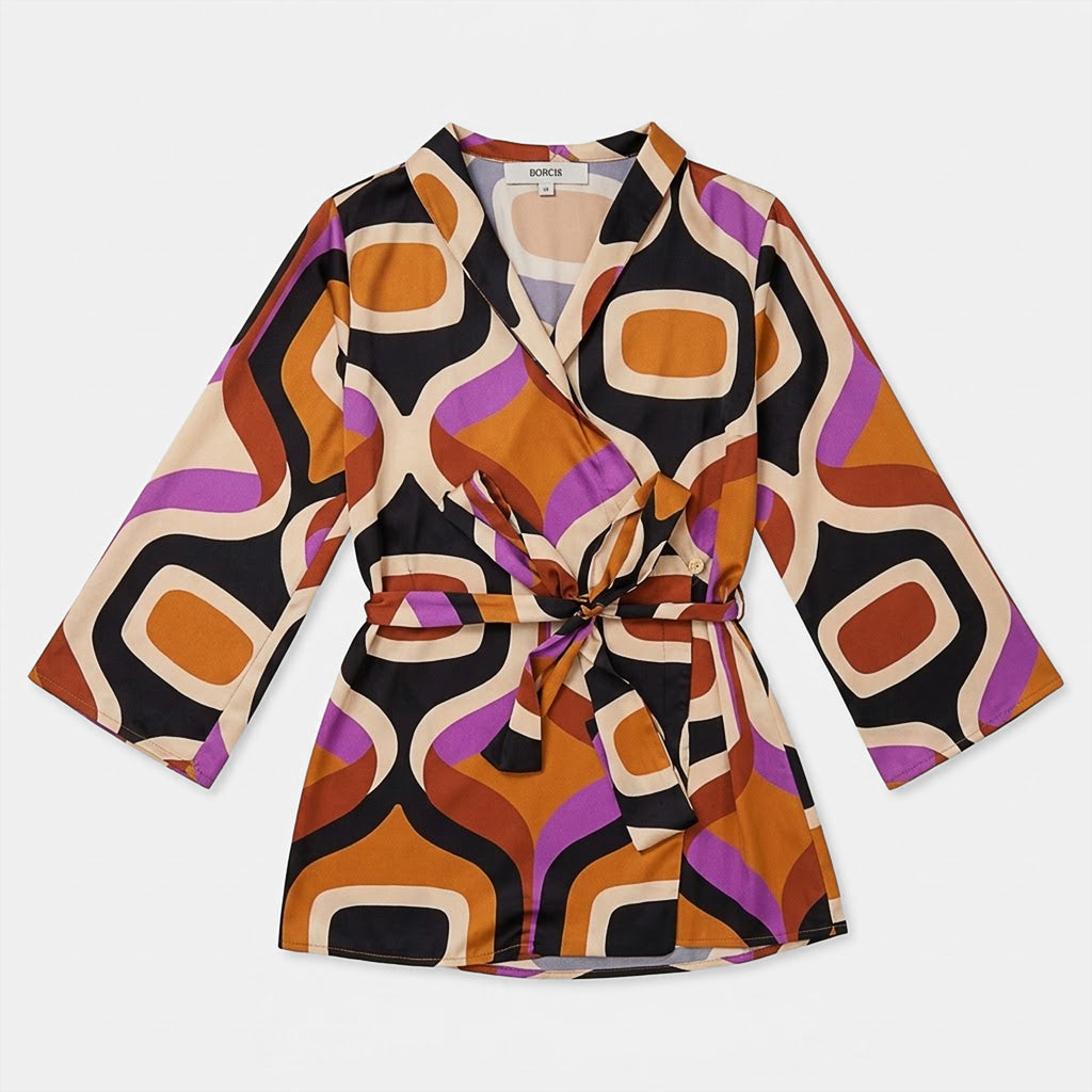 Blusa Estampado Retro Para Mujer Mod. T41100 Marca Bobois®