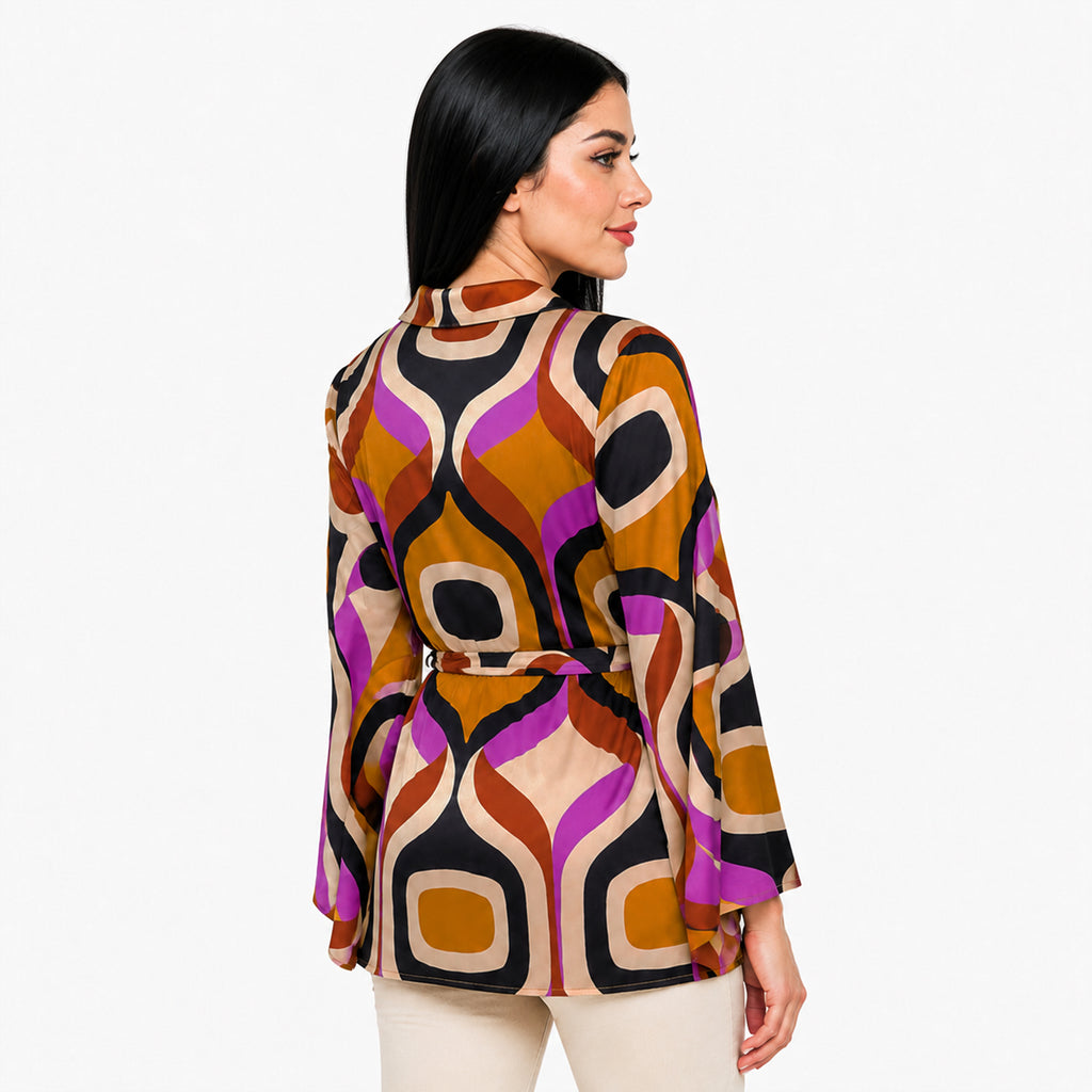 Blusa Estampado Retro Para Mujer Mod. T41100 Marca Bobois®