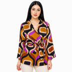 Blusa Estampado Retro Para Mujer Mod. T41100 Marca Bobois®
