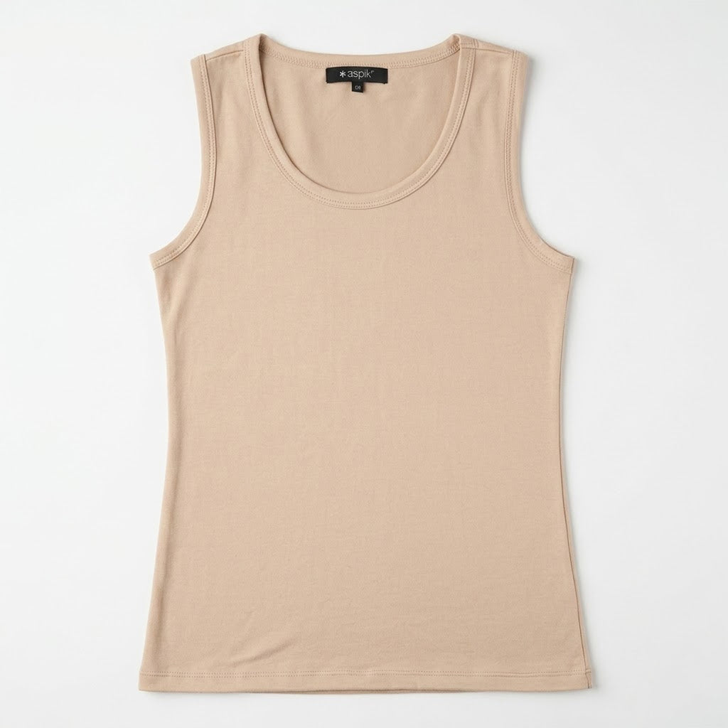 Blusa Básica Suave Sin Mangas Para Mujer Apx-0214 Beige Aspik®