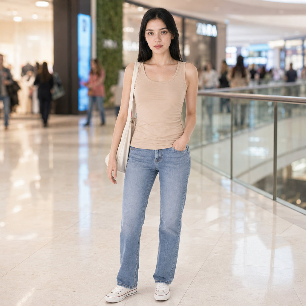 Blusa Básica Suave Sin Mangas Para Mujer Apx-0214 Beige Aspik®