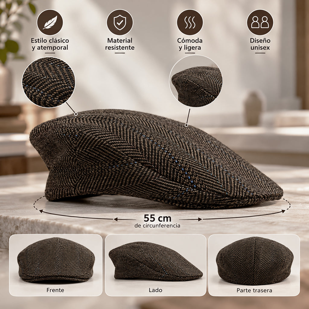 Boina Gorra Casual Retro Para Mujer Atemporal Marron