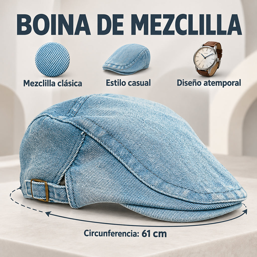 Boina Gorra Casual Retro Para Mujer Atemporal Mezclilla