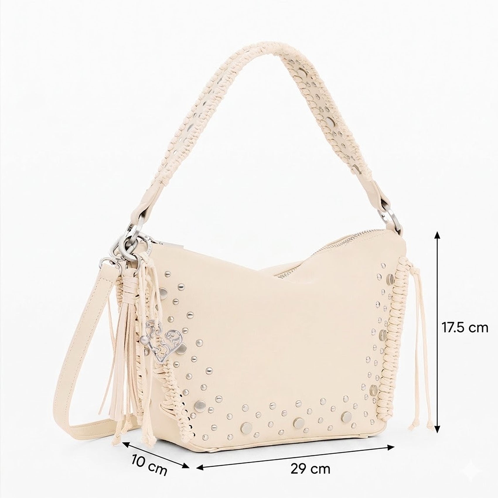 Bolso Mediano Con Tachuelas Y Flecos 26saxpar/1008 Desigual®