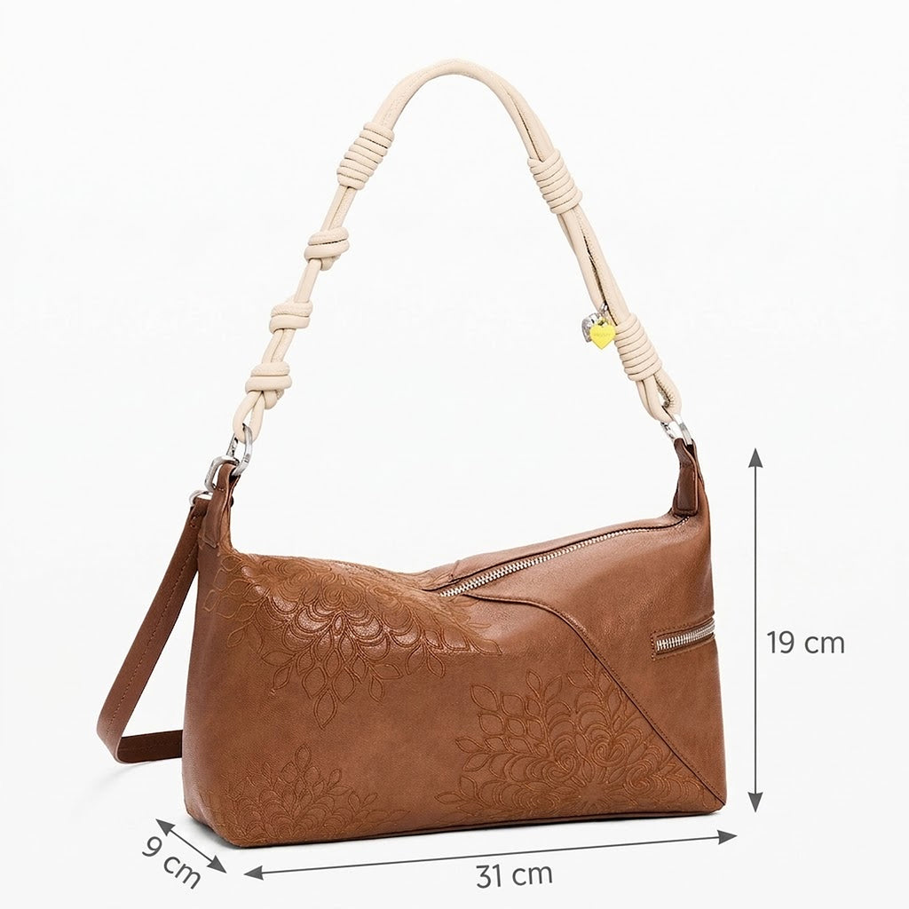 Bolso Para Mujer Con Bordado Mod.26saxp Marca Desigual® Chocolate