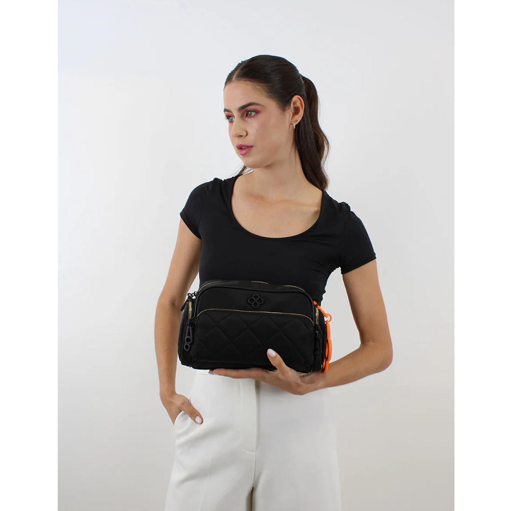 Bolso Crossbody Para Mujer Mod. Ji 2519 Jaime Ibiza® Negro Lisa Níquel Multicolor