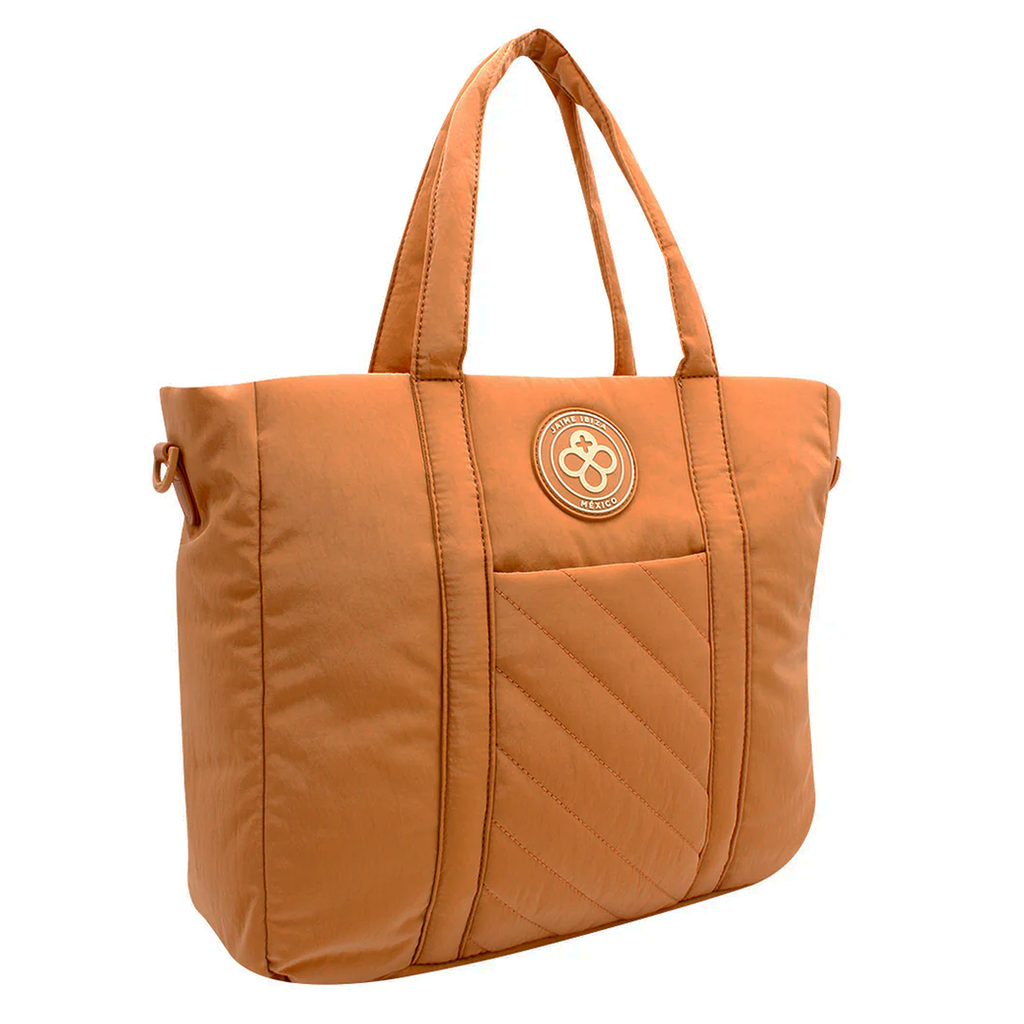 Bolso Tote Para Mujer Mod. Ji 2509 Marca Jaime Ibiza® Taupe Geométrico Níquel Taupe