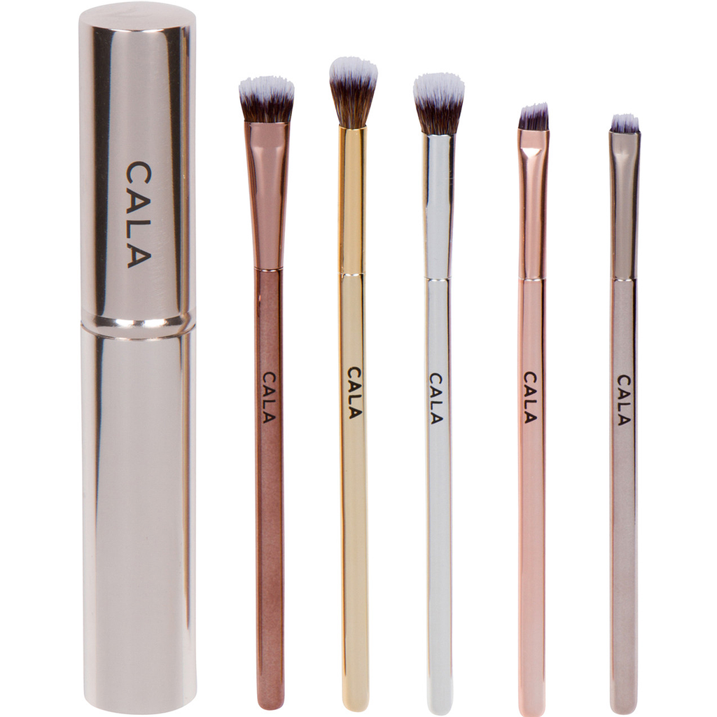 Brochas Para Sombras 5pz Con Estuche Para Viaje Marca Cala®
