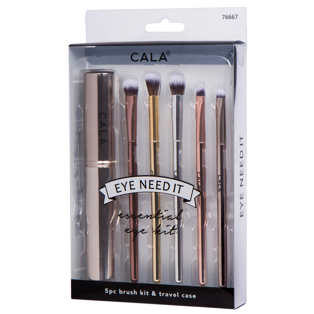 Brochas Para Sombras 5pz Con Estuche Para Viaje Marca Cala®