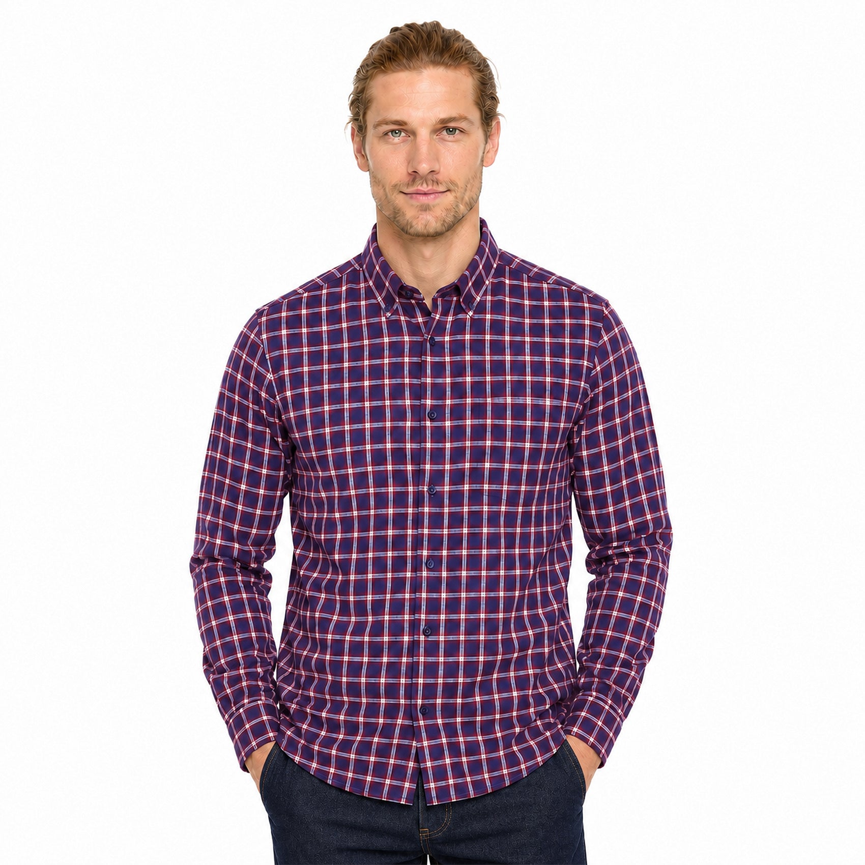 Camisa Casual De Hombre Mod.221-3336al Rojo Marca Losan®
