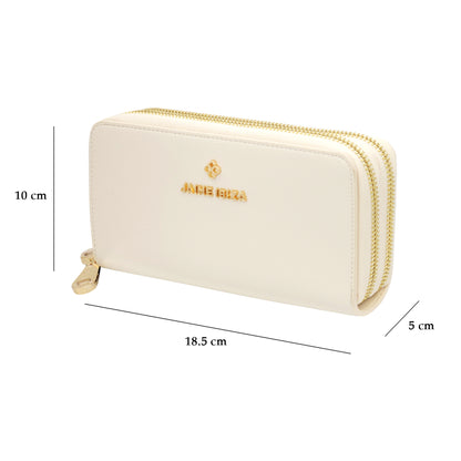 Cartera Mediana Para Mujer Beige Mod. Ji626 Marca Jaime Ibiza®