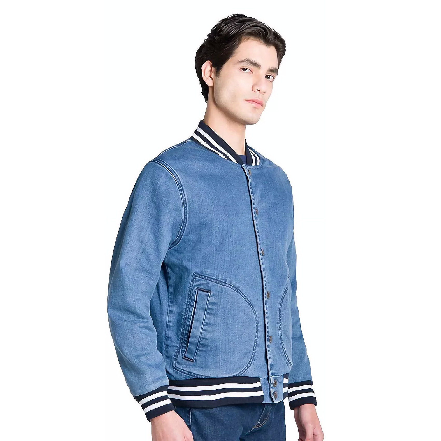 Chamarra Bomber Mezclilla Hombre Corte Slim Marca Oggi®