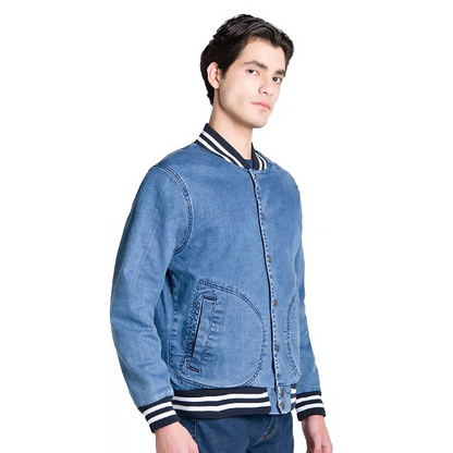 Chamarra Bomber Mezclilla Hombre Corte Slim Marca Oggi®