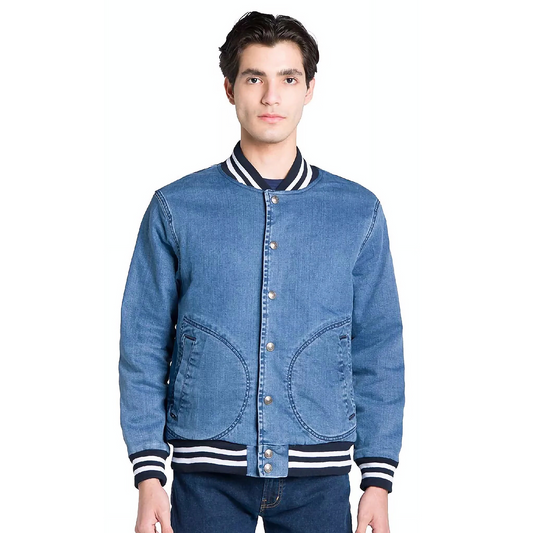 Chamarra Bomber Mezclilla Hombre Corte Slim Marca Oggi®