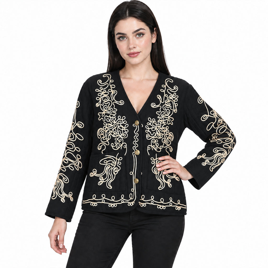 Chamarra Ligera Para Mujer Con Bordado Jx3225 Marca G8 Moda®