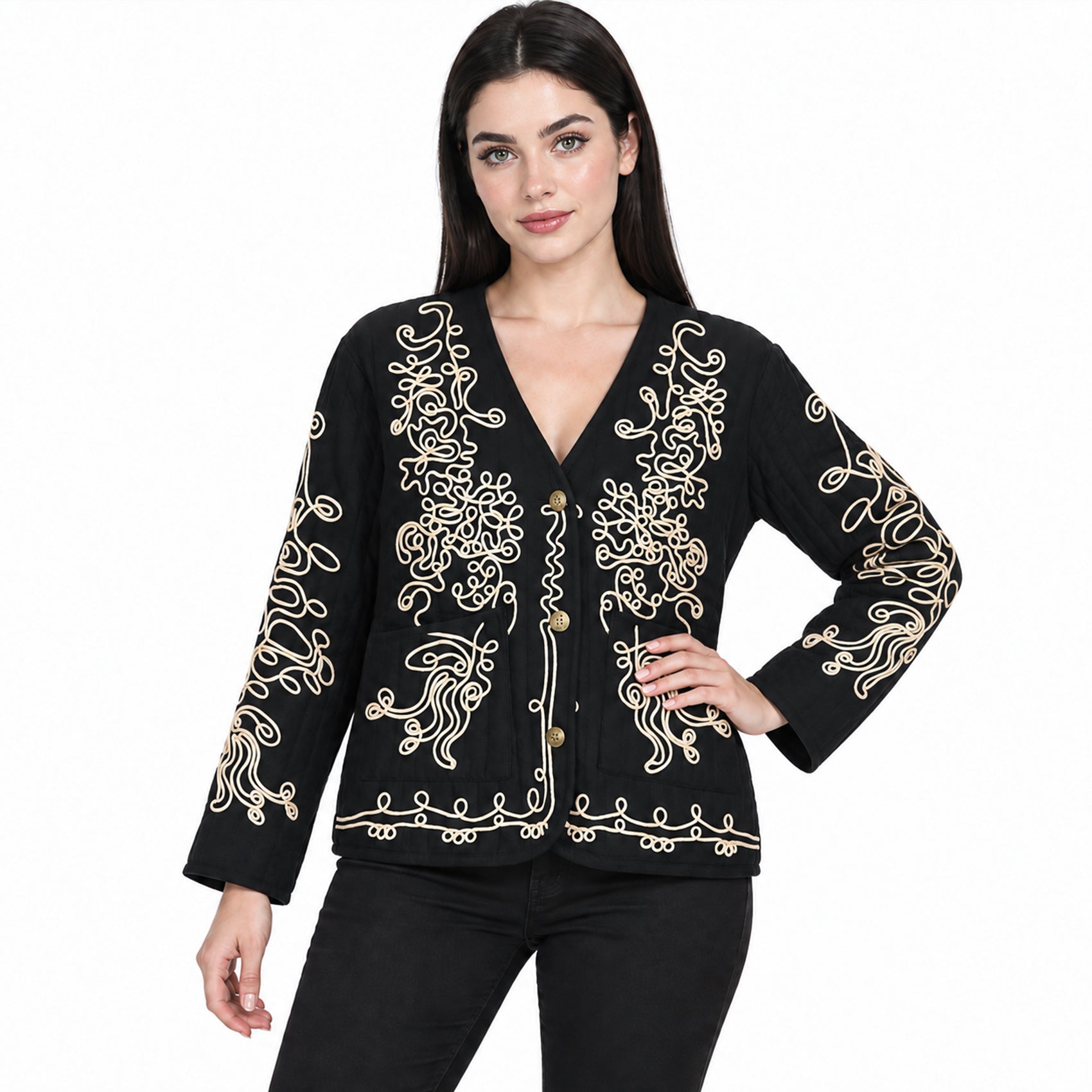 Chamarra Ligera Para Mujer Con Bordado Jx3225 Marca G8 Moda®