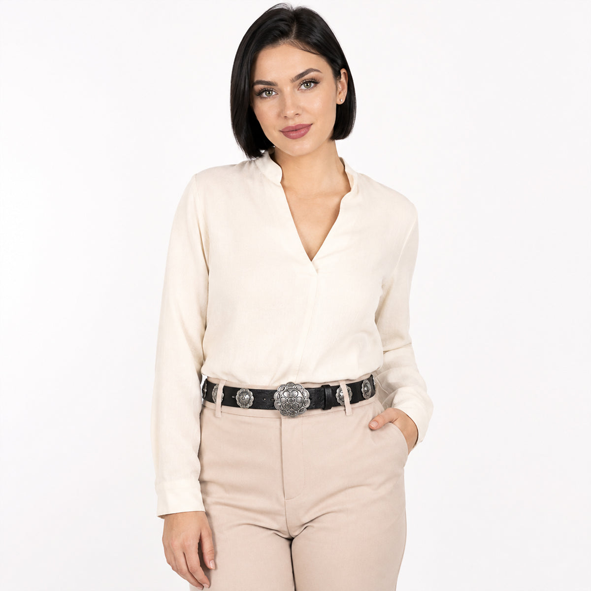 Cinturon Estilo Boho Western Con Hebilla Floral Para Mujer