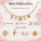 Collar Dorado Para Mujer Con Dijes Románticos Bisutería Fina