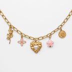 Collar Dorado Para Mujer Con Dijes Románticos Bisutería Fina