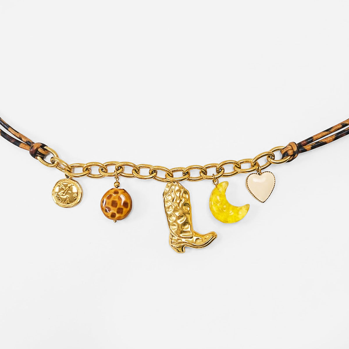 Collar Animal Print Con Dijes Para Mujer Bisutería Fina