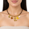 Collar Animal Print Con Dijes Para Mujer Bisutería Fina