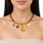 Collar Animal Print Con Dijes Para Mujer Bisutería Fina