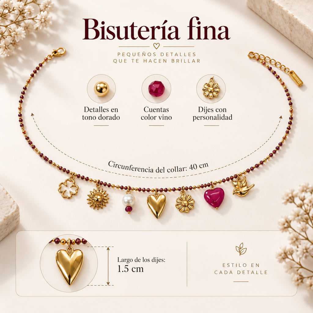 Collar Para Mujer Multidijes Boho Dorados Bisutería Fina