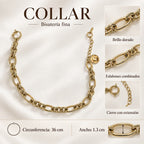 Collar Para Mujer Cadena Dorada De Eslabones Ovalados