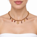 Collar De Mujer Cadena Entrelazada Estilo Bohemio Con Dijes