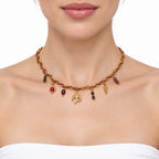 Collar De Mujer Cadena Entrelazada Estilo Bohemio Con Dijes