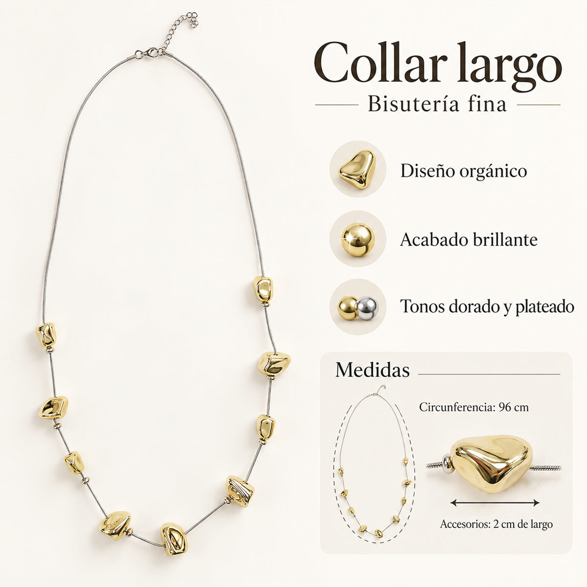Collar Largo Para Mujer Con Dijes Abstractos Elegantes