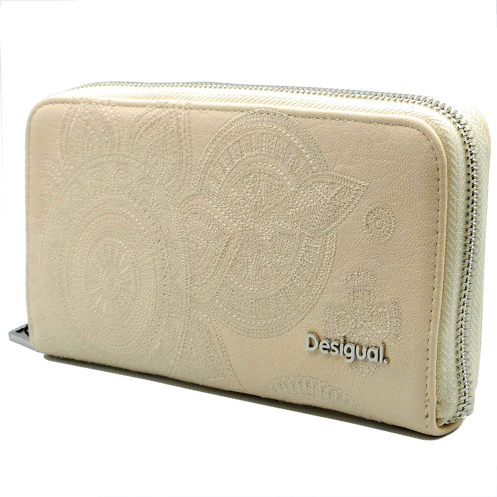 Cartera Para Dama Bordada Mod. 25sapy Marca Desigual® Hueso