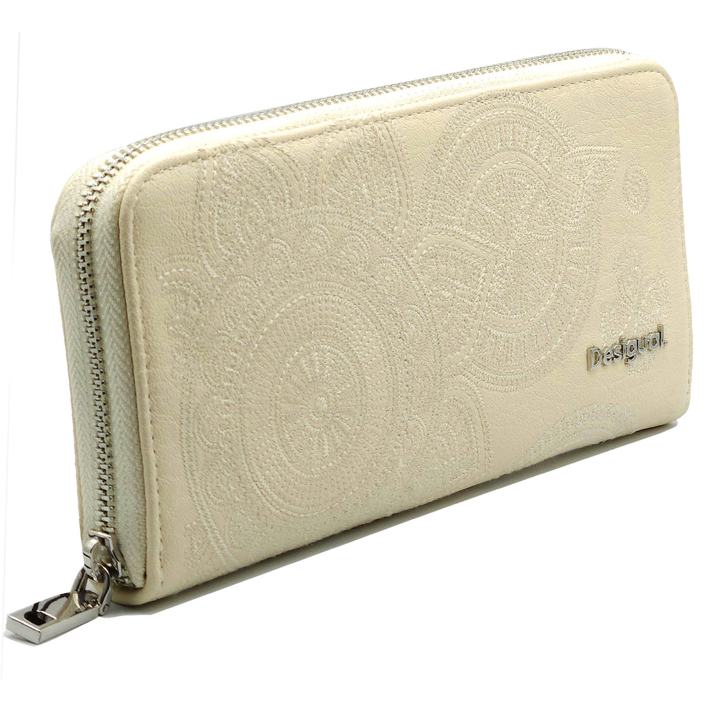 Cartera Para Dama Bordada Mod. 25sapy Marca Desigual® Hueso