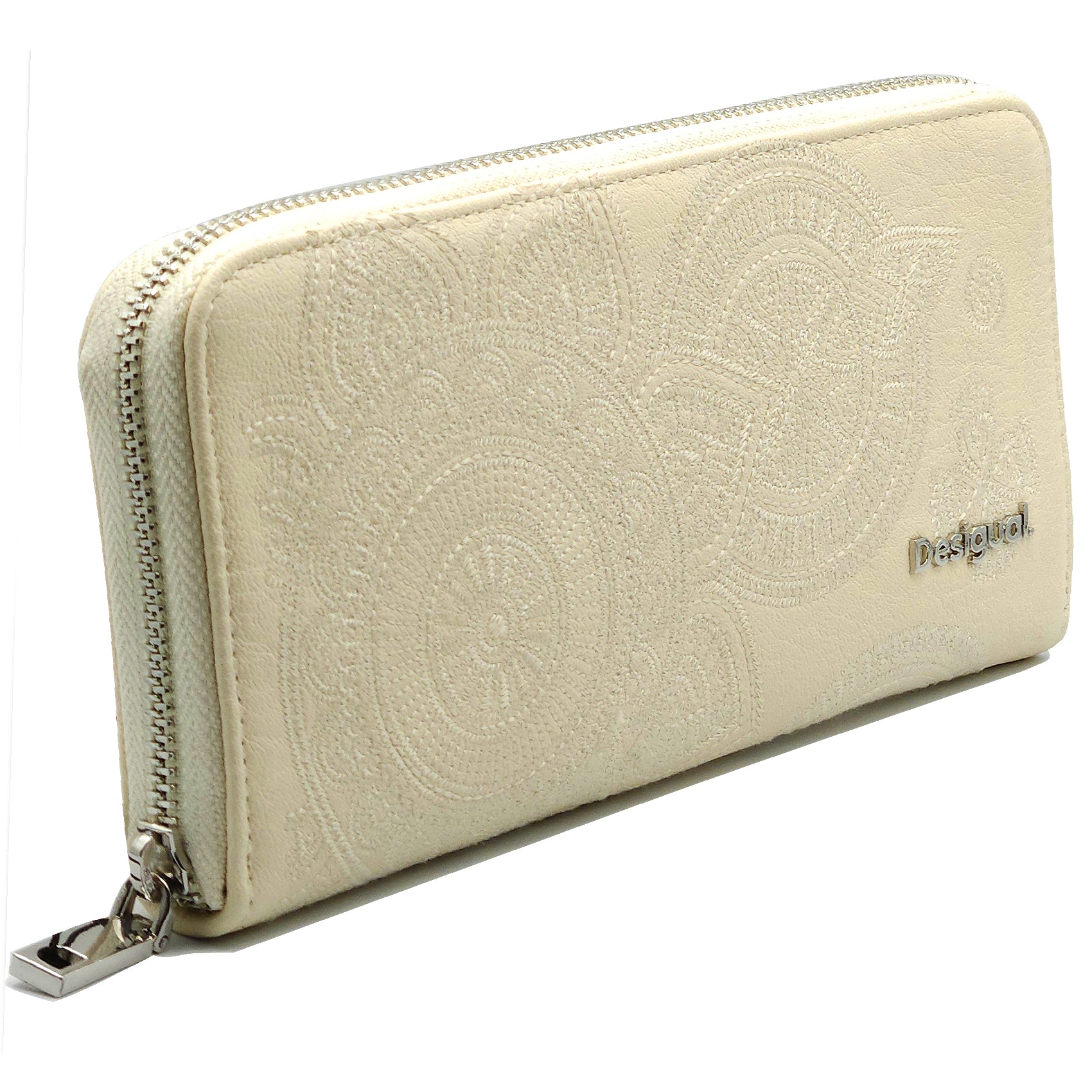 Cartera Para Dama Bordada Mod. 25sapy Marca Desigual® Hueso