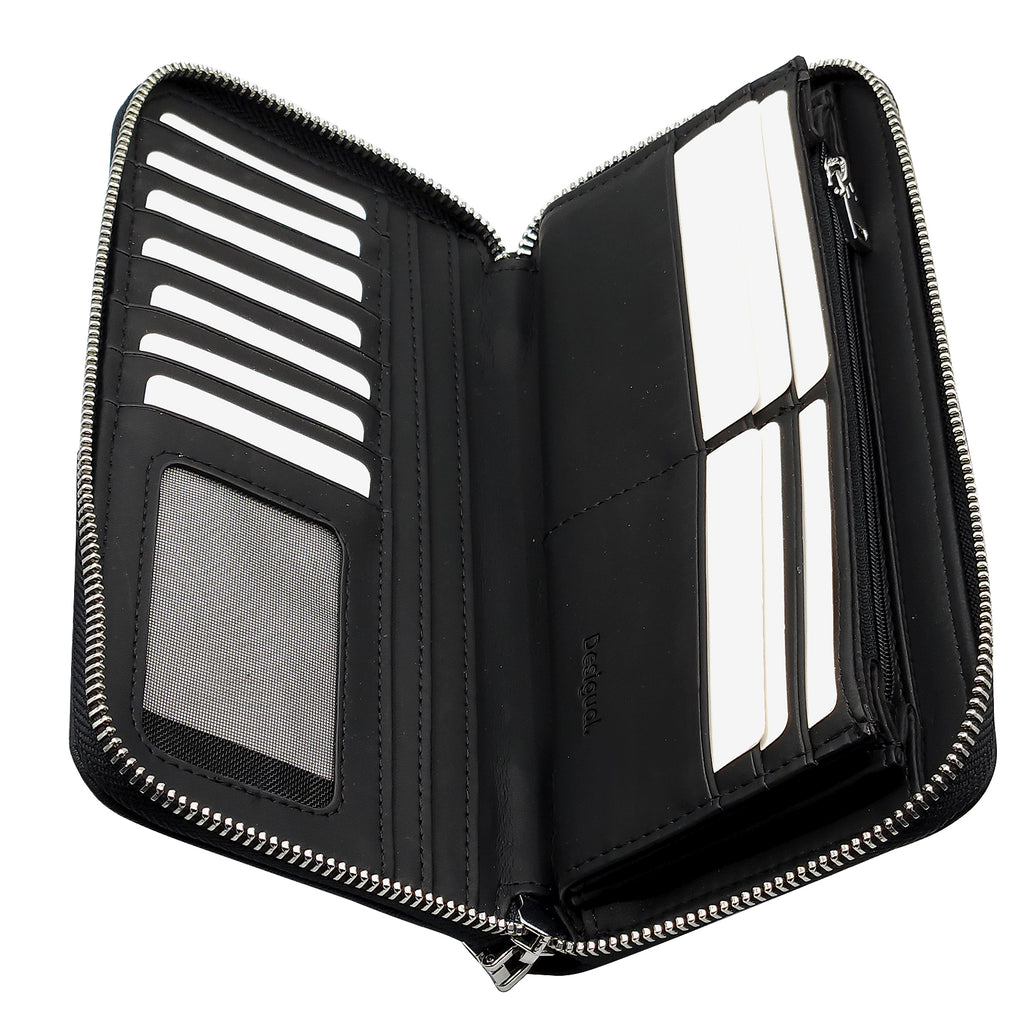 Cartera Para Dama Bordada Mod. 25sapy Marca Desigual® Negro