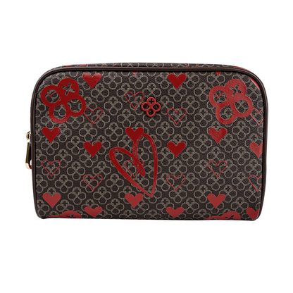 Cosmetiquera Pequeña Mod. Ji248 Marca Jaime Ibiza® Chocolate Corazones