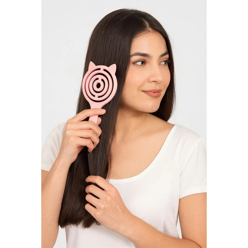 Cepillo Hueco Anti Enredos Cabello Grueso Y Delgado Flori® Rosa