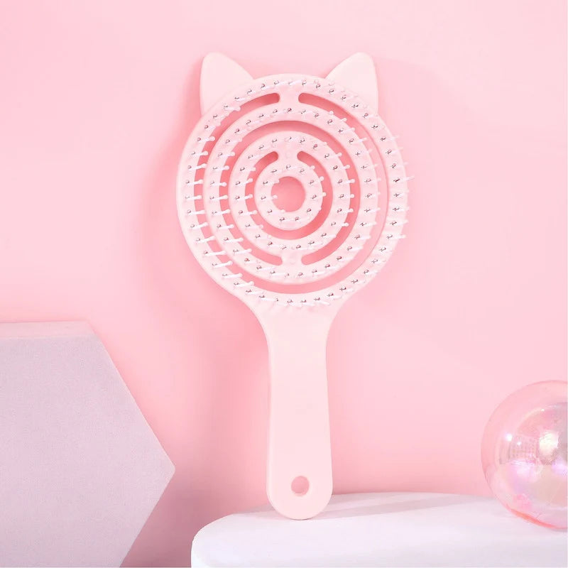 Cepillo Hueco Anti Enredos Cabello Grueso Y Delgado Flori® Rosa