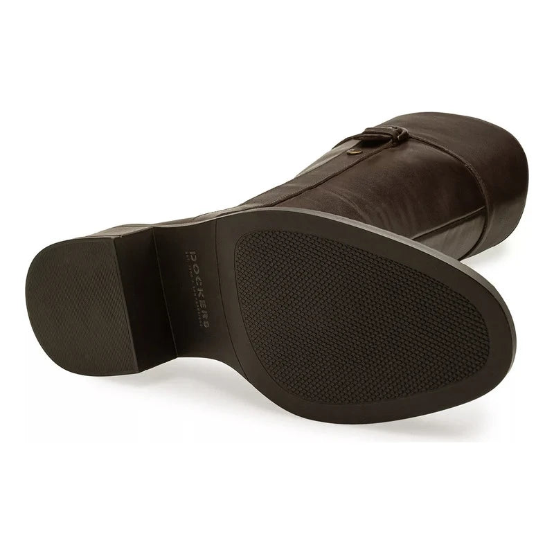 Bota Larga De Mujer 5cm Mod. D1224363 Marca Dockers® Marrón Oscuro