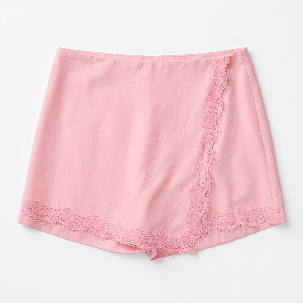 Falda Short Con Encaje Para Mujer 45-26 Rosa London Fashion®