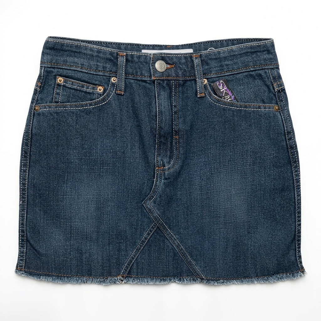 Falda De Mezclilla Para Mujer Mod. Ssjsskd Marca Skannda® Azul Acero