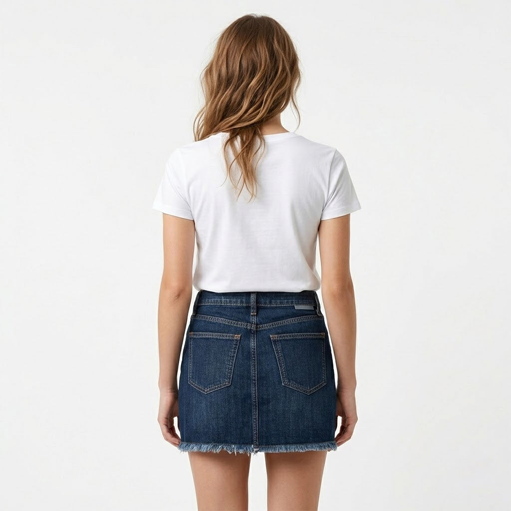 Falda De Mezclilla Para Mujer Mod. Ssjsskd Marca Skannda® Azul Acero