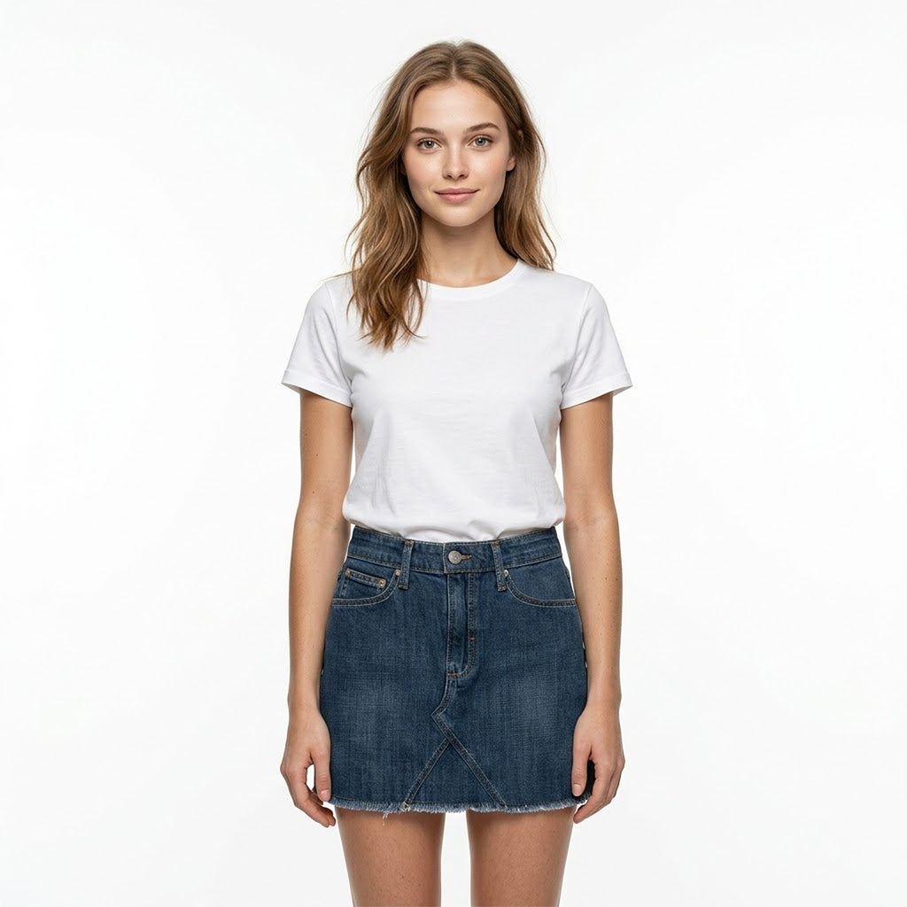 Falda De Mezclilla Para Mujer Mod. Ssjsskd Marca Skannda® Azul Acero