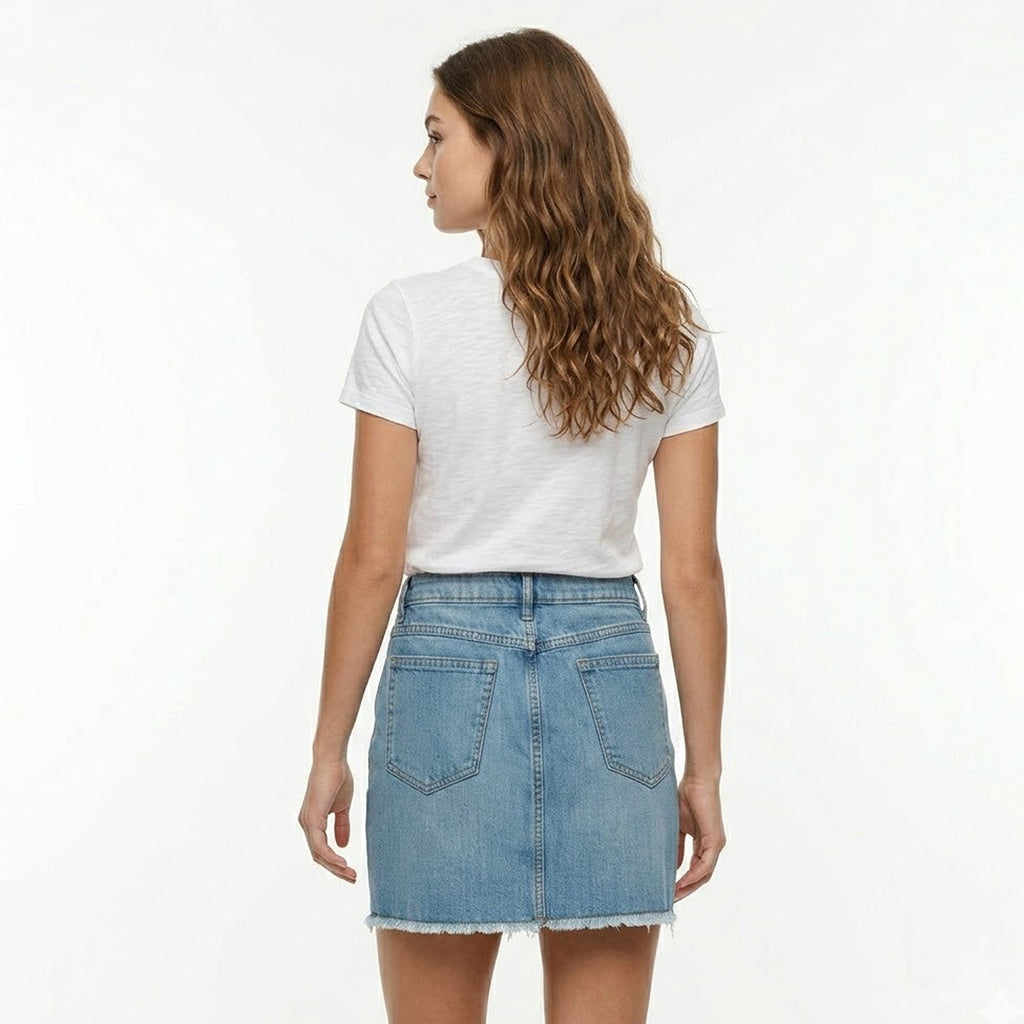 Falda De Mezclilla Para Mujer Mod. Ssjsskd Marca Skannda® Azul Claro