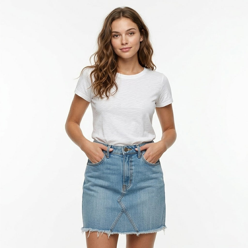 Falda De Mezclilla Para Mujer Mod. Ssjsskd Marca Skannda® Azul Claro