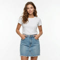Falda De Mezclilla Para Mujer Mod. Ssjsskd Marca Skannda® Azul Claro